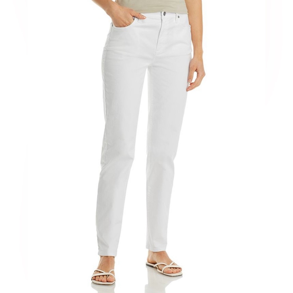 EILEEN FISHER White Denim 5 Pocket Jean High Rise Slim Fit 10P